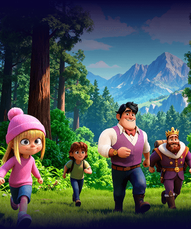Royal Adventure characters in the forest